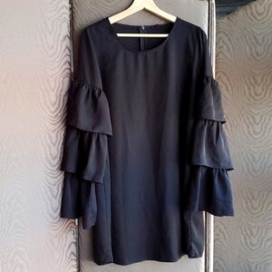 LUCCA LITTLE BLACK DRESS WITH RUFFLE SLEEVES SIZE LARGE #luccamuse